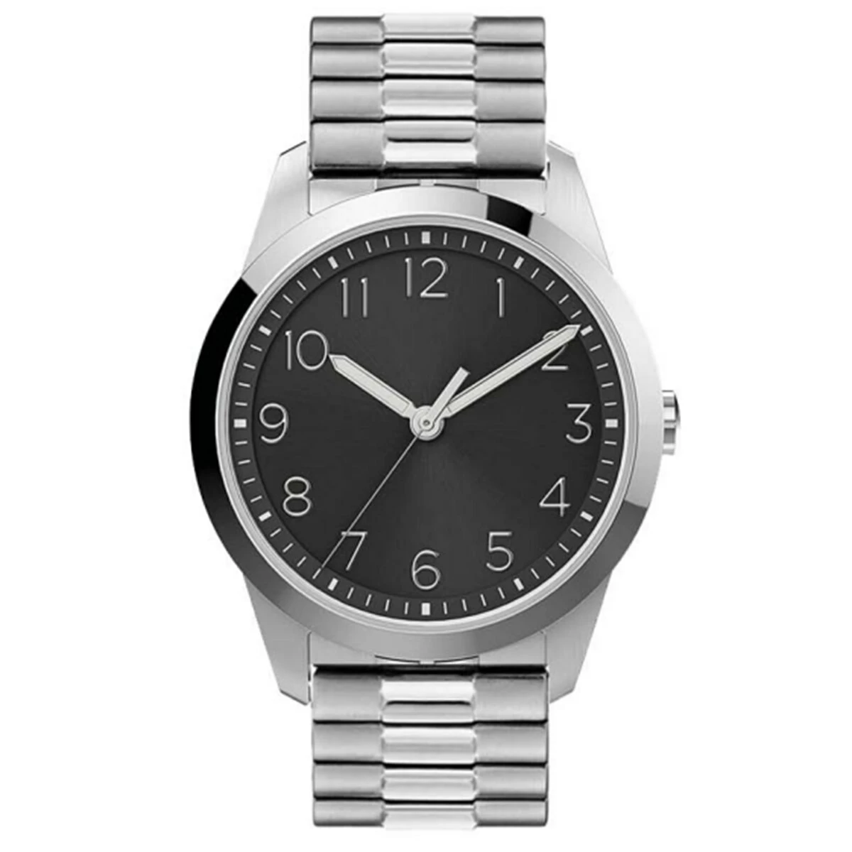 Mens Silver-Tone Black Sunray Analog-Quartz Watch - 50522S-07-G28 3 Mens Silver-Tone Black Sunray Analog-Quartz Watch - 50522S-07-G28