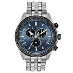 Mens Citizen Classic Eco-Drive Blue Dial Chrono Watch-BL5568-54L