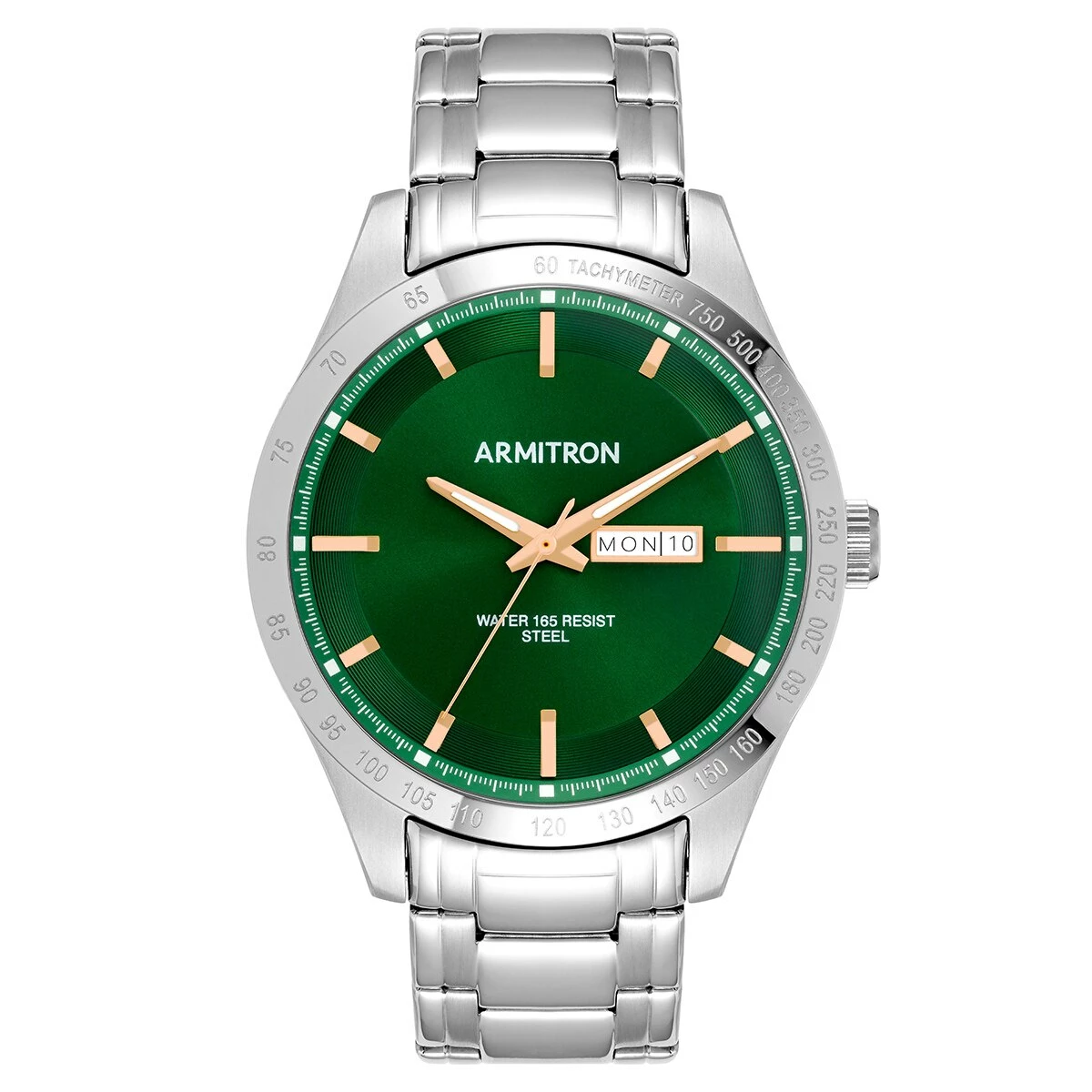 Mens Armitron Silver-Tone Green Dial Watch - 20-5174GNSV 3 Mens Armitron Silver-Tone Green Dial Watch - 20-5174GNSV