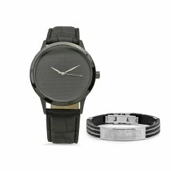 Mens Steeltime Prayer Bracelet & Watch Set - 998-019-W-694-017-B