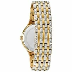 Mens Bulova Phantom Gold-Tone Crystal Pave Dial Watch - 98A229 -leather watch shop ac50a4df 8b42 4a7b aa8e 45e80beca0cd