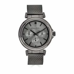Mens Sean John Gunmetal-Tone Black Diamond Watch SJB0003GU