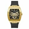Mens Guess Gold-Tone Flex Strap Gold-Tone/Black Watch - GW0202G1 -leather watch shop b0a0f58d 79fe 4904 b69b f8b31e4546a8