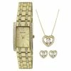 Ellen Tracy Rectangle Watch Pendant And Earrings Set