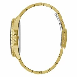 Mens Guess Gold-Tone With Green Sunray Dial Watch - GW0220G2 -leather watch shop b5ea13cb 8c39 42f3 8ead 3c6930ff9292