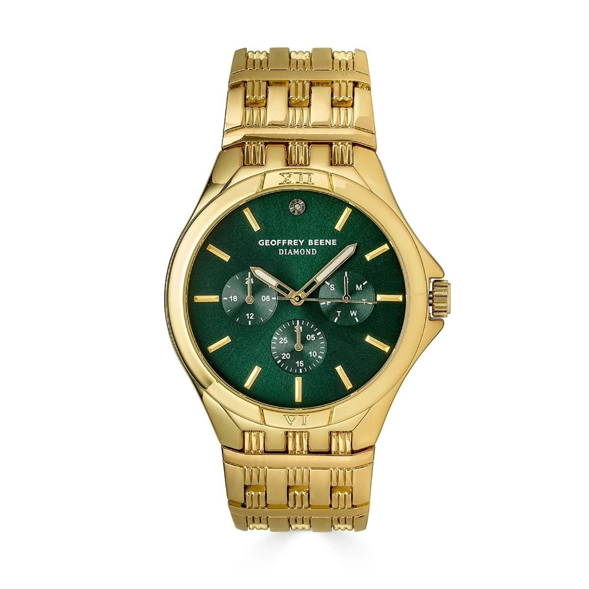 Mens Geoffrey Beene® Gold/Green Diamond Bracelet Watch-GBA0014GD 3 Mens Geoffrey Beene® Gold/Green Diamond Bracelet Watch-GBA0014GD