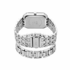 Mens Jones New York Silver-Tone Watch Set - 9781S-42-G28 -leather watch shop ccb005c2 c7b8 4c4f b78e a4ec926bb36c