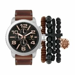 Mens Zoo York Brown/Black Quartz Watch & Bracelet Set-5130S-42-G1