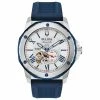 Mens Bulova Marine Star Blue Silicone Strap Watch - 98A225 -leather watch shop d143d99b 22fa 491d a913 2e89017c0f78