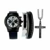 Mens Zoo York Black/Silver Analog Watch Set - 9458U-07-B04 -leather watch shop d63d7022 f671 49d8 895e d7c69fbecdc8