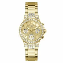 Guess Gold-Tone Case/Crystal Sunray Dial Watch - GW0320L2