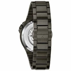 Mens Bulova Automatic Gunmetal Watch - 98A179 -leather watch shop db4d427d 43d3 40ff 9d5e 4d3bcb80b73b
