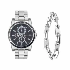 Mens American Exchange Silver-Tone Watch Set - 9715S-42-G28
