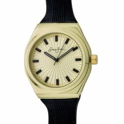 Mens Sean John Gold-Tone Integrated Rubber Strap Watch - SJ0016GD