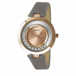 Ellen Tracy Floating Crystals Grey Strap Watch - ET5389RG