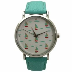 Olivia Pratt™ Leather Sailing Boats Dial Watch - 5148844
