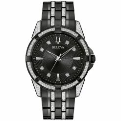 Mens Bulova Crystal Accent Watch & Bracelet Gift Set - 98K109 -leather watch shop fef72097 f01a 4c45 8de4 ee636025f031