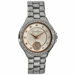 Jessica Simpson Silver-Tone Rose Accent Watch - JS0073SL